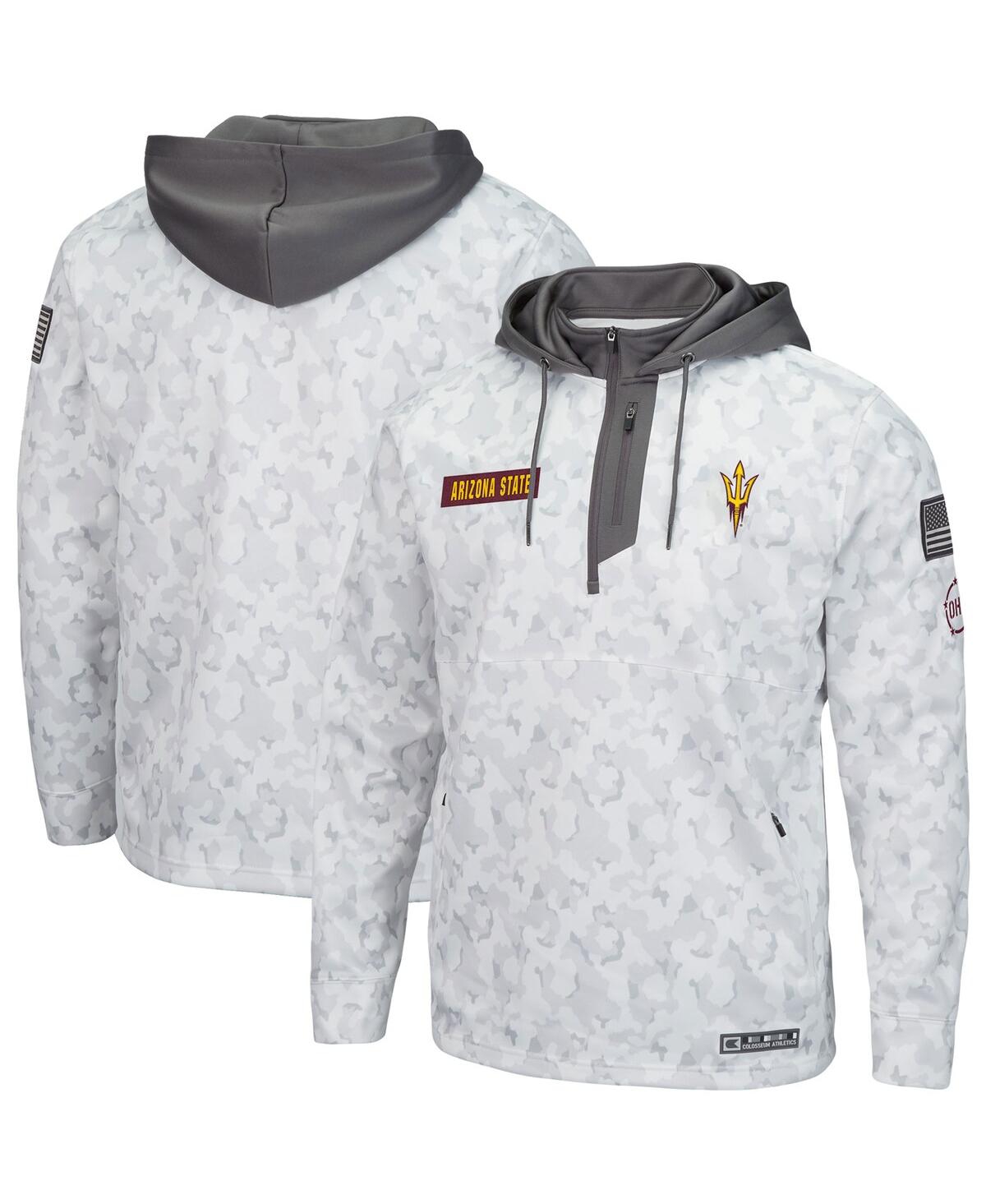Colosseum Arctic Camo Arizona State Sun Devils Oht Military Appreciation Quarter-zip Hoodie In Arctic Camo