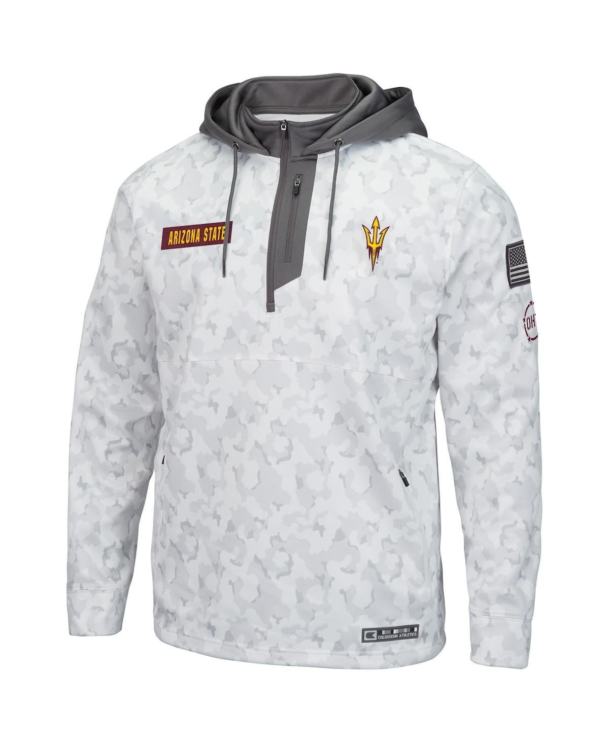 Colosseum Arctic Camo Arizona State Sun Devils Oht Military Appreciation Quarter-zip Hoodie In Arctic Camo