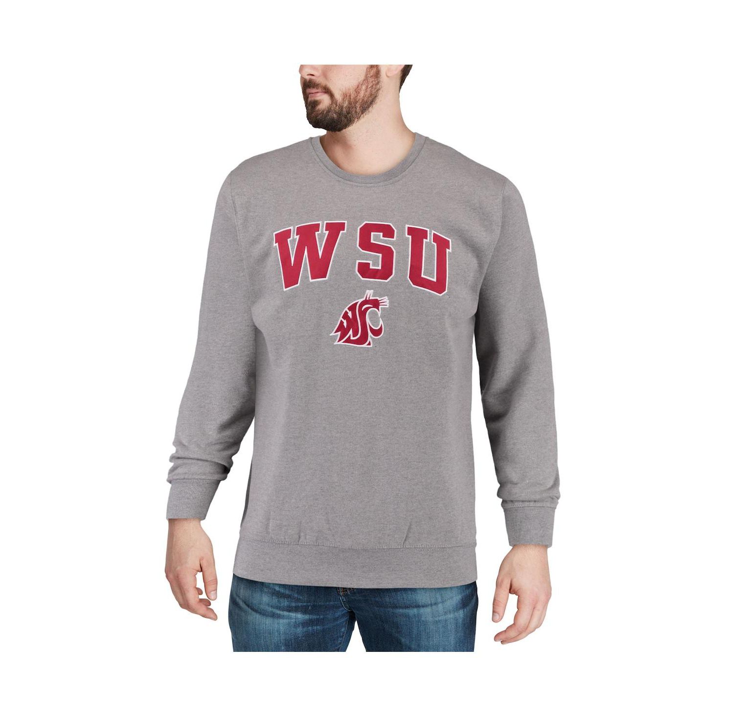 Men's Washington State Cougars Arch and Logo Crew Neck Sweatshirt