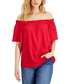 Women's Eyelet-Sleeve Off-The-Shoulder Top, Created for Macy's
