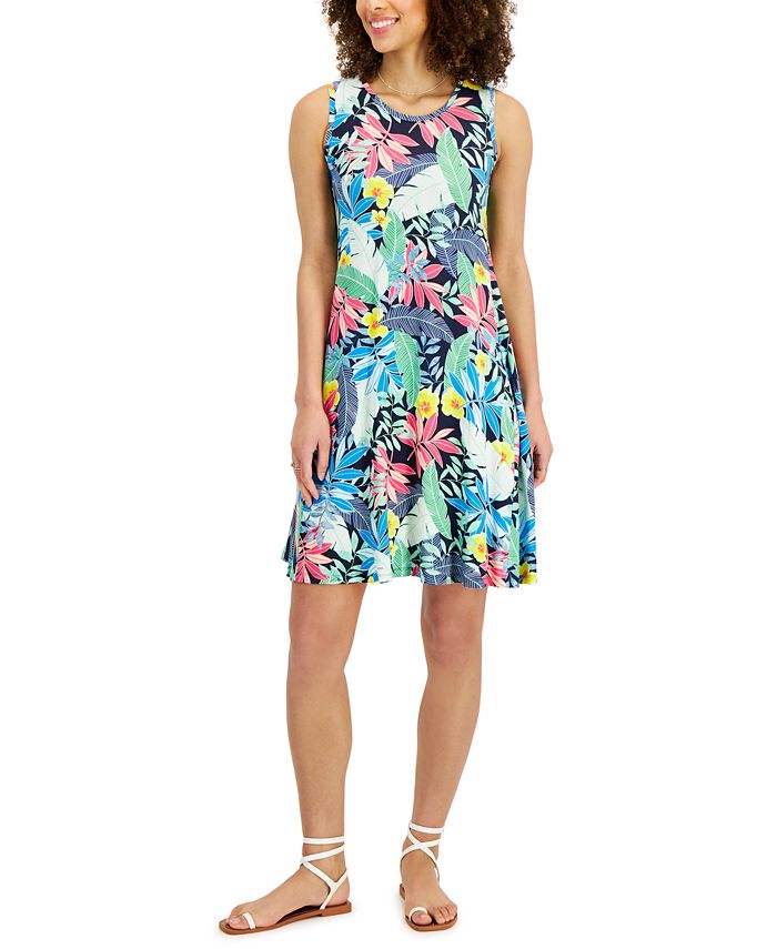 Style & Co Women's Tropical-Print Flip-Flop Dress, Created for Macy's ...