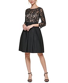 Lace-Top Boat-Neck Dress