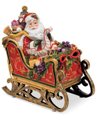 Fitz and Floyd - Regal Holiday Santa in Sleigh Musical Figurine
