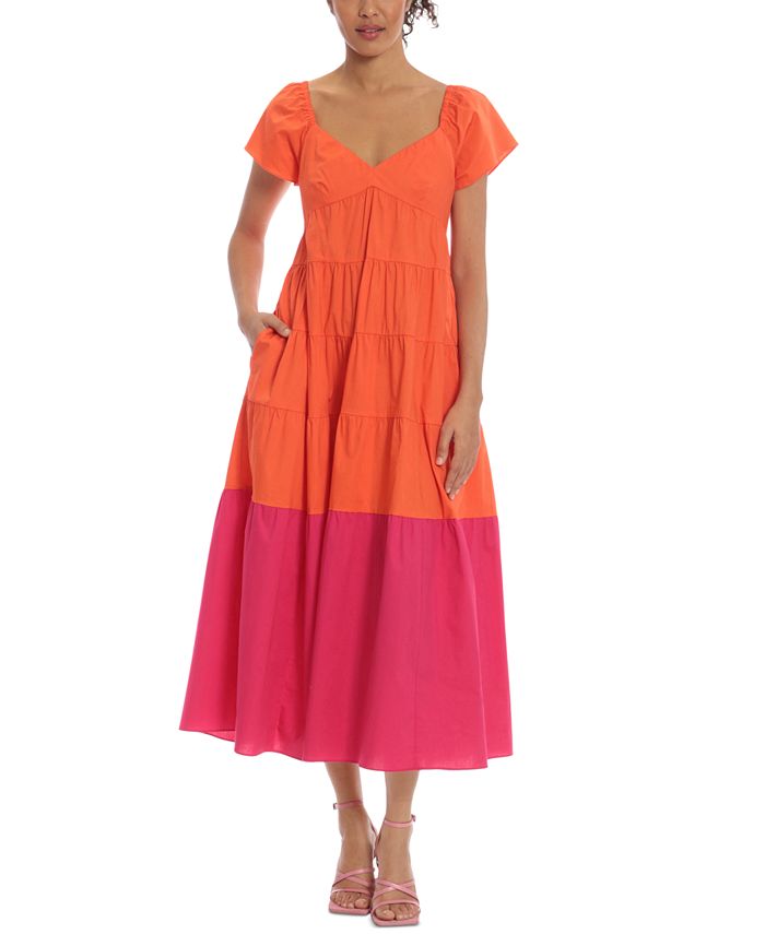 Donna Morgan Colorblocked Tiered Maxi Dress - Macy's