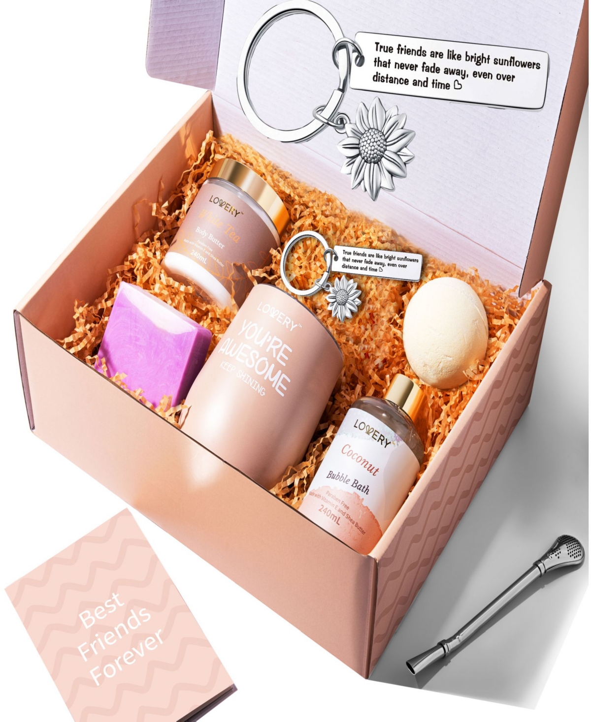 Best Friend Gifts Bath and Body Kit Handmade Beauty Personal Care Gift Set, 8 Piece
