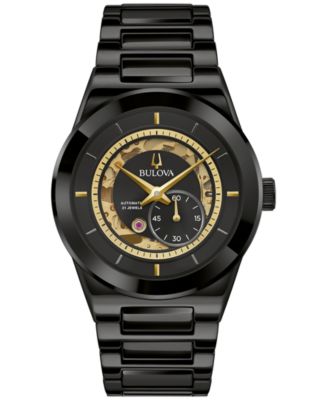 Bulova - Men's Millennia Automatic Diamond-Accent Black Ceramic Bracelet Watch 41mm