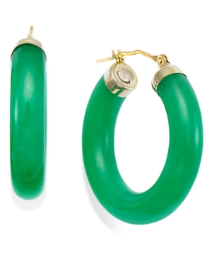 image of Jade Hoop Earrings in 14k Gold (27-1/2mm)