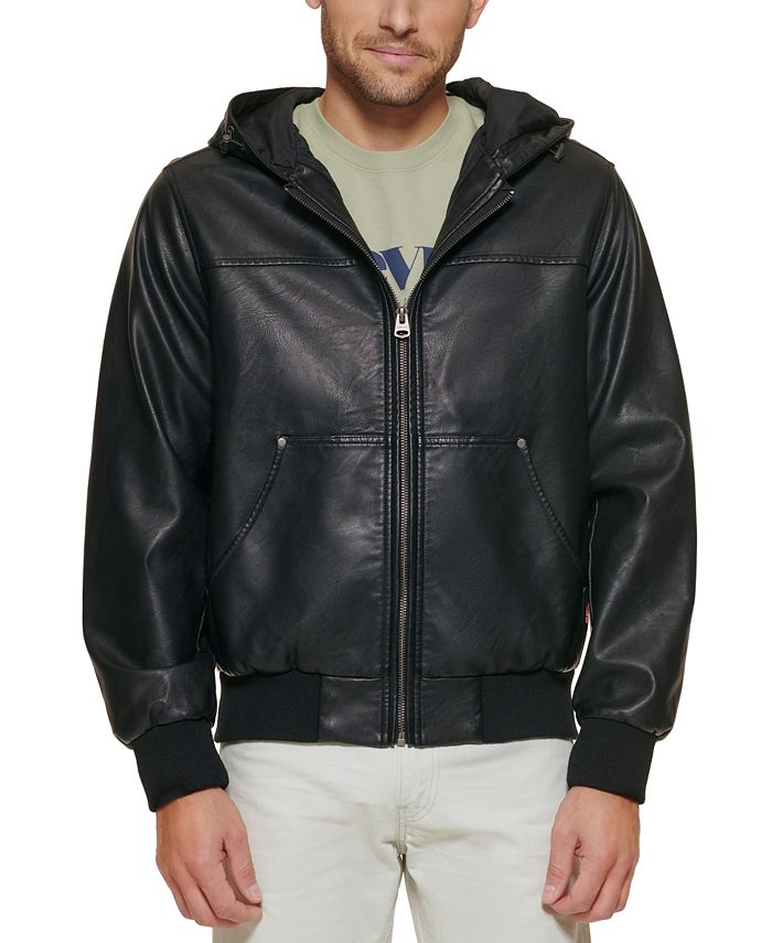 skitse farvel Auto Levi's Men's Faux Leather Regular Fit Jacket with Adjustable Hood - Macy's
