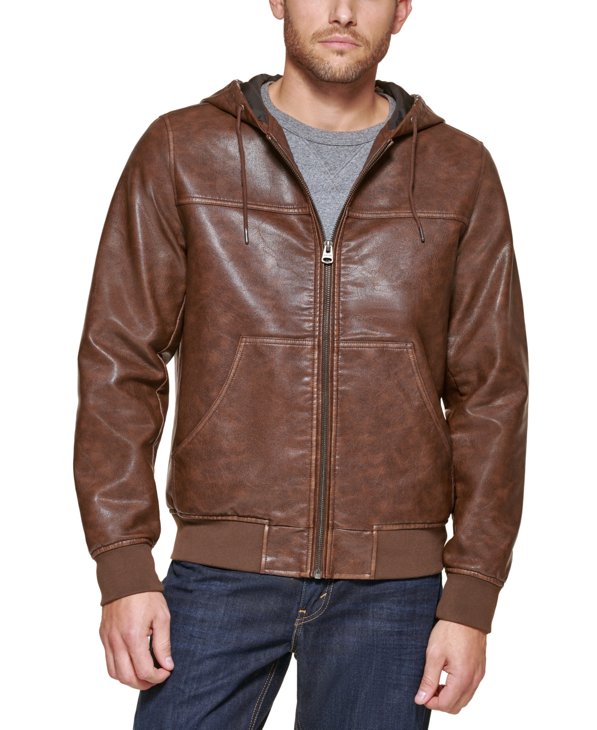 Levi's Men's Faux Leather Hooded Jacket | Smart Closet