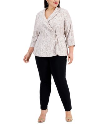 Alex Evenings Plus Size Glitter Lace Wrap Blouse Macy's
