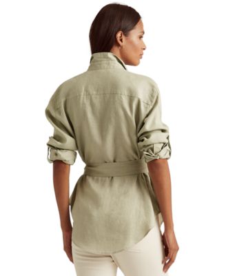 lauren ralph lauren lightweight belted linen shirt