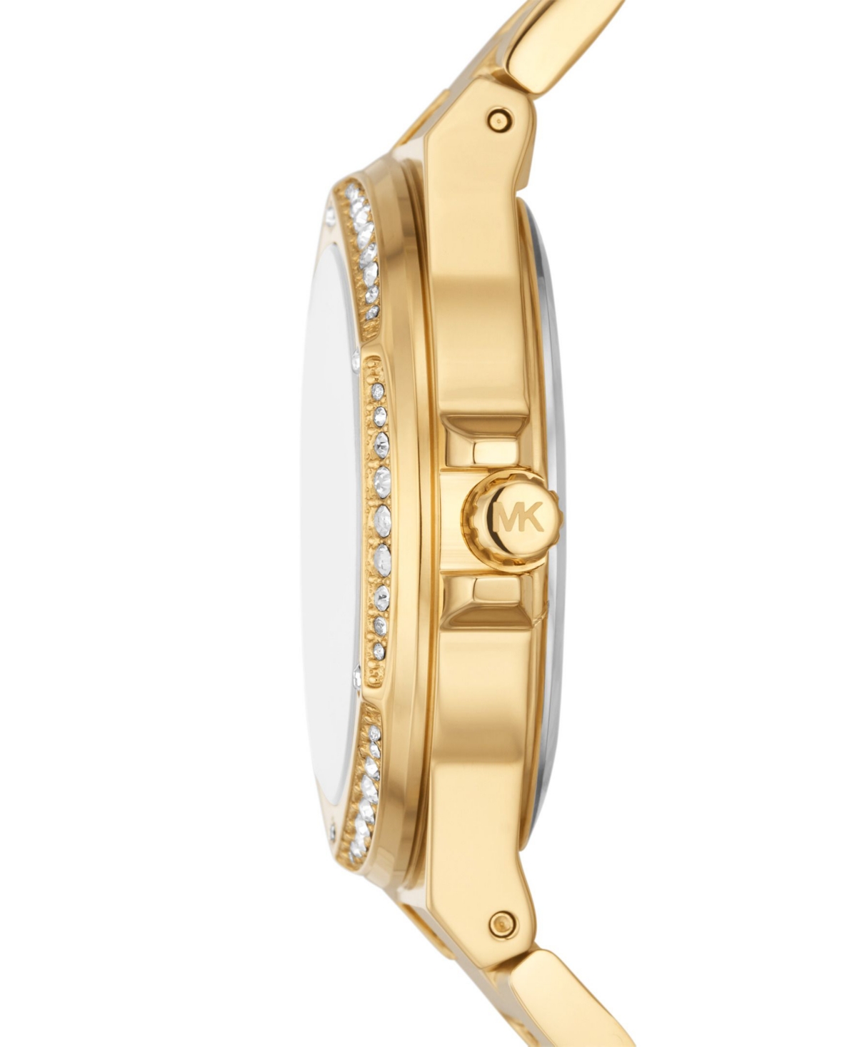 Shop Michael Kors Women's Lennox Three Hand Gold-tone Stainless Steel Bracelet Watch 37mm