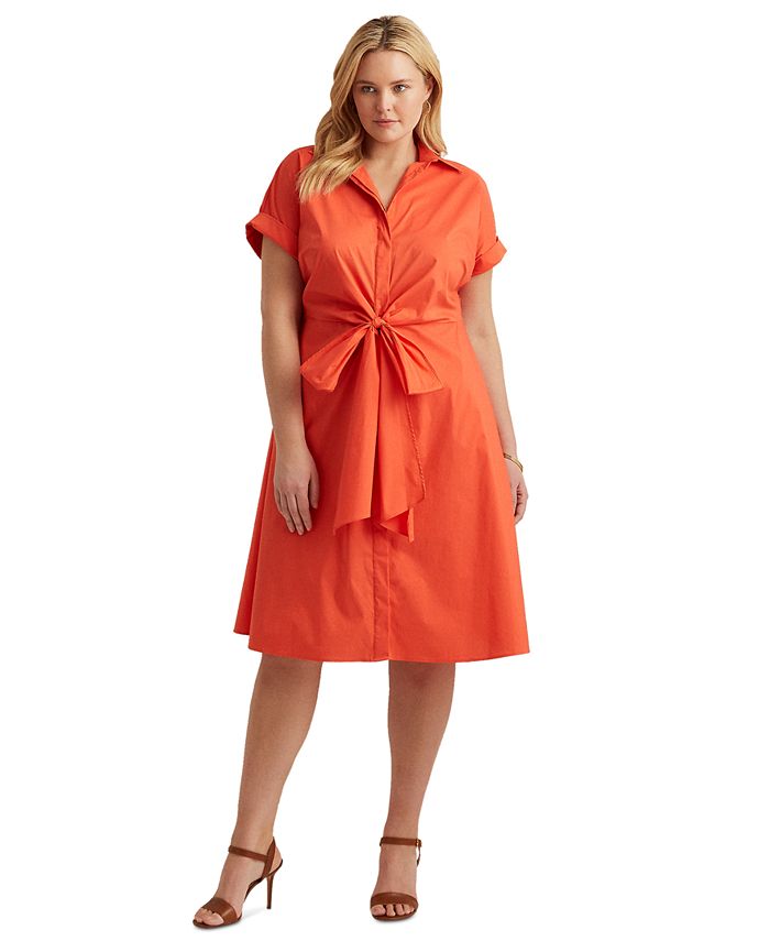 Lauren Ralph Lauren Plus-Size Stretch Cotton Shirtdress & Reviews - Dresses  - Plus Sizes - Macy's