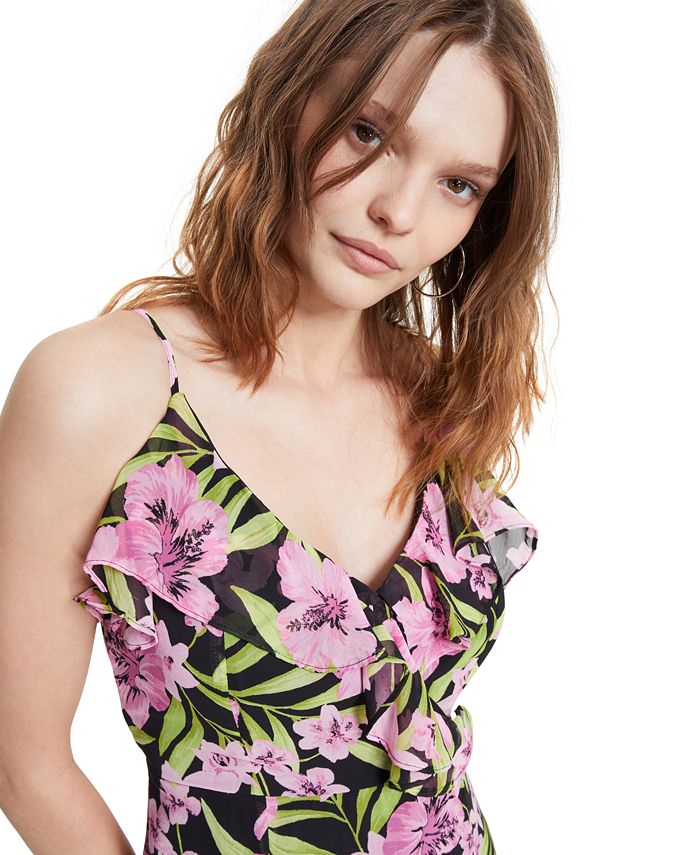 Bar III Women's FloralPrint Ruffled Maxi Dress, Created for Macy's