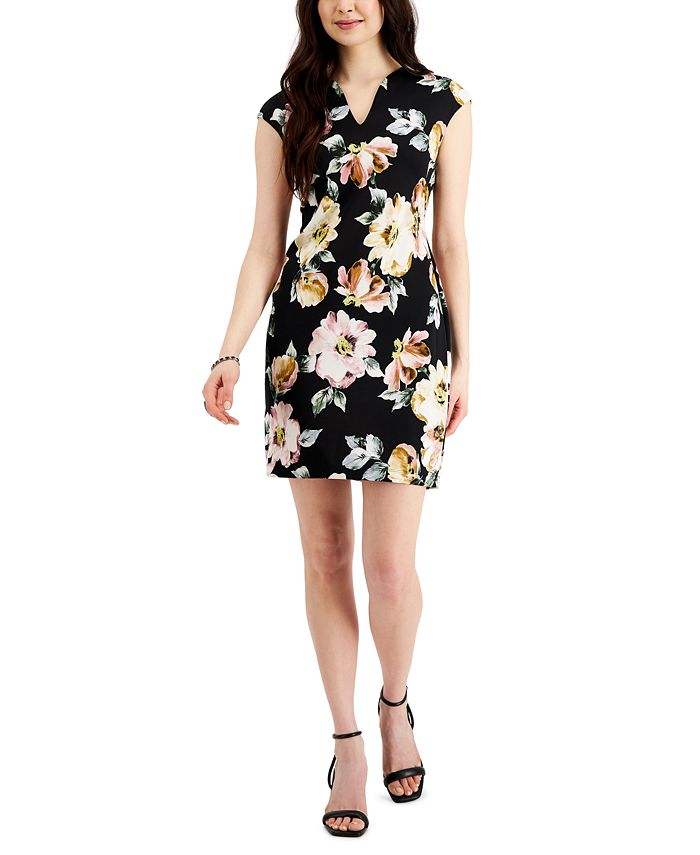 Printed Stretch Deco Crepe Sheath Dress