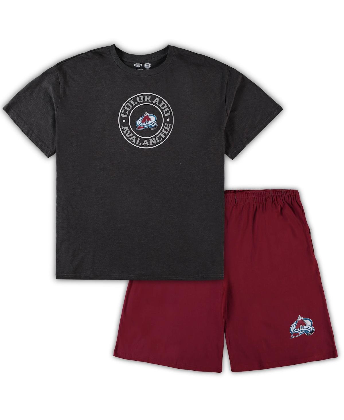 Concepts Sport Men's  Burgundy And Heathered Charcoal Colorado Avalanche Big And Tall T-shirt And Sho In Burgundy,heathered Charcoal