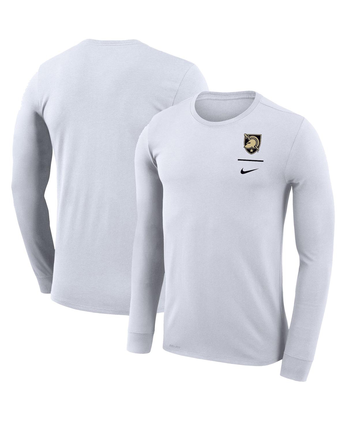 Men's Nike White Army Black Knights Logo Stack Legend Performance Long Sleeve T-shirt