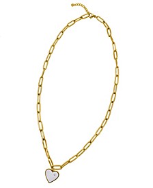 White Heart Paper Clip Chain Necklace