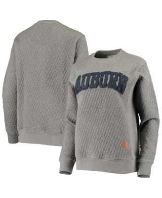 Women's Heathered Gray Auburn Tigers Moose Applique Quilted Pullover Sweatshirt