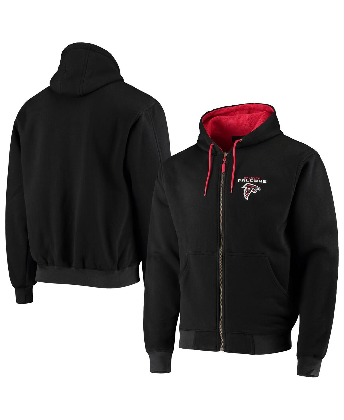 DUNBROOKE MEN'S DUNBROOKE BLACK ATLANTA FALCONS CRAFTSMAN THERMAL-LINED FULL-ZIP HOODIE 