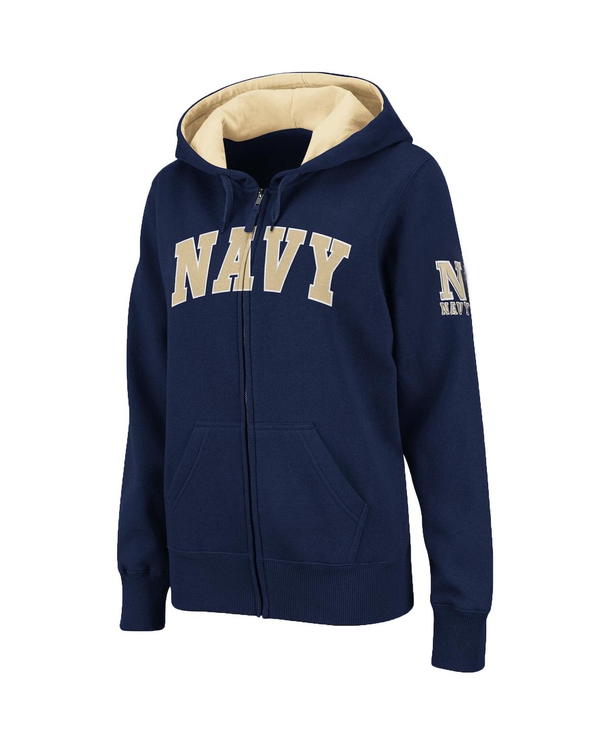 Women'sNavy Midshipmen Arched Name Full-Zip Hoodie - Navy