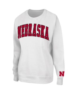 Women's White Nebraska Huskers Campanile Pullover Sweatshirt