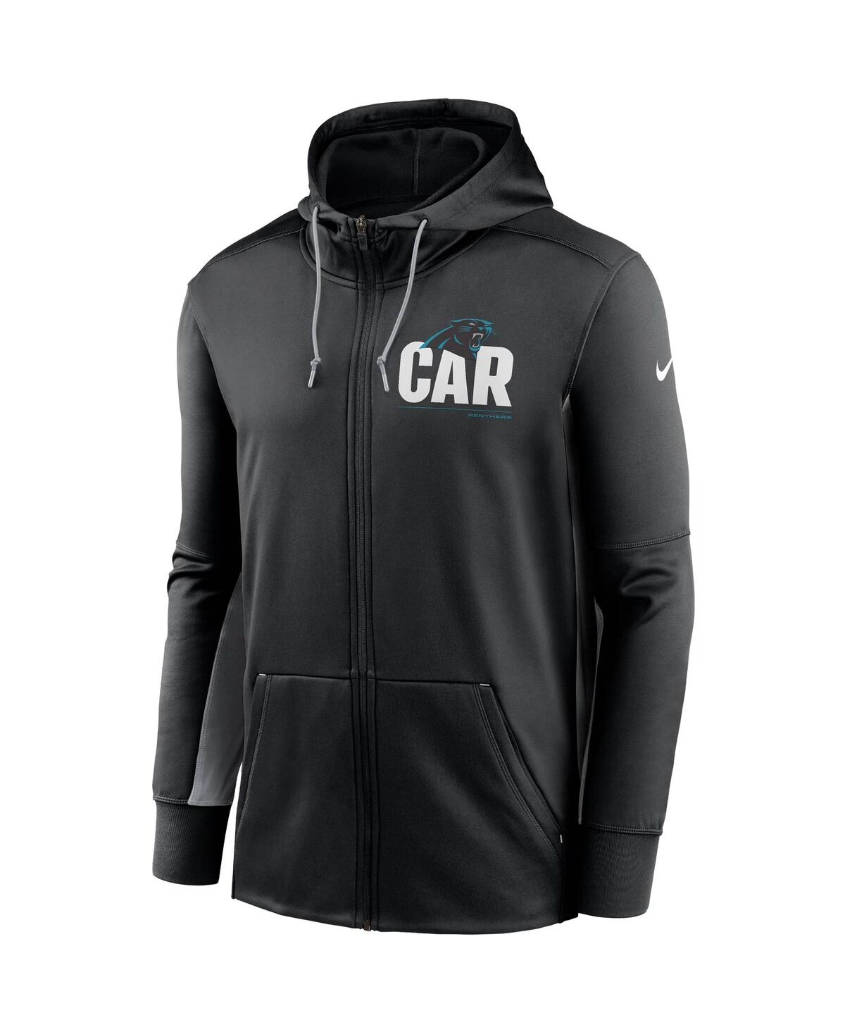 Shop Nike Men's  Black And Gray Carolina Panthers Mascot Performance Full-zip Hoodie In Black,gray