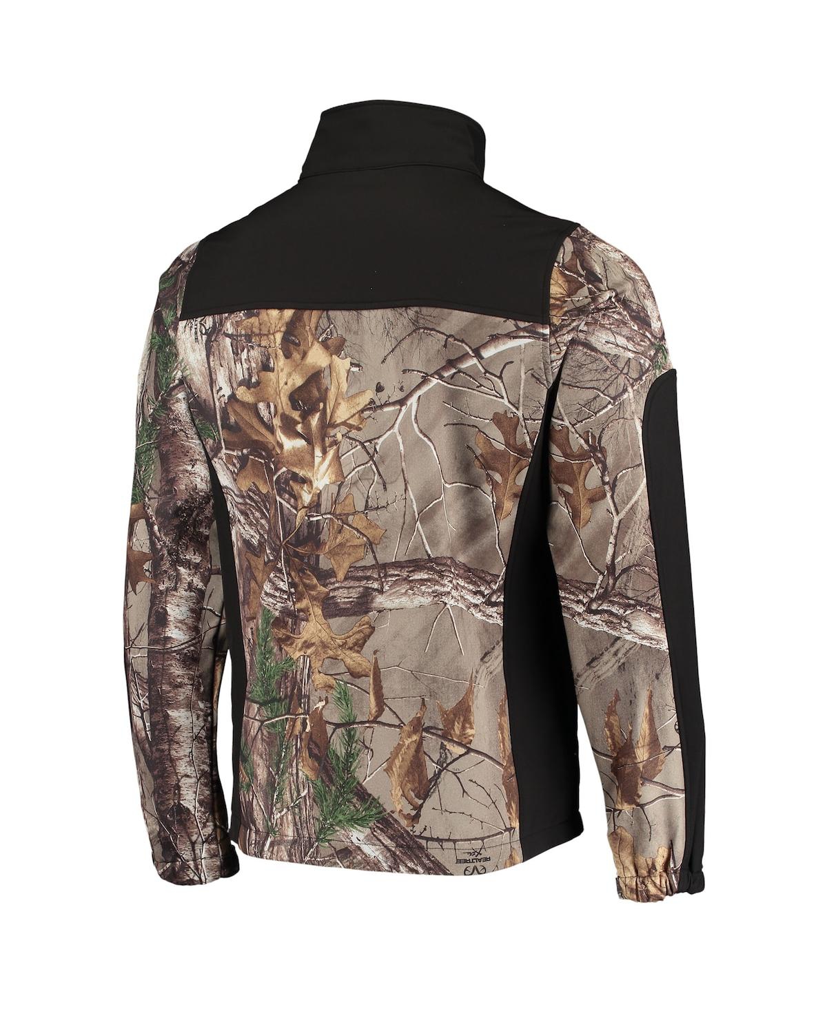 DUNBROOKE MEN'S DUNBROOKE REALTREE CAMO AND BLACK NEW YORK GIANTS CIRCLE HUNTER SOFTSHELL FULL-ZIP JACKET 