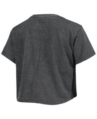 Women's Black Texas Longhorns Edith Vintage-Like Burnout Crop T-shirt