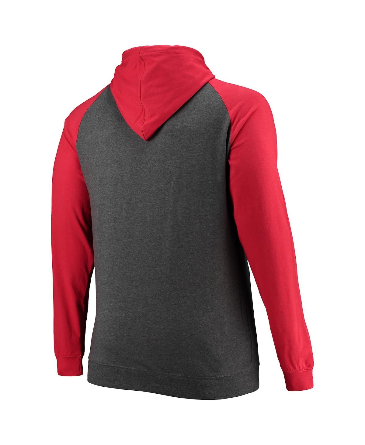Men's Fanaticsand Heathered Charcoal Tampa Bay Buccaneers Big and Tall Lightweight Raglan Pullover Hoodie - Red, Heathered Charcoal