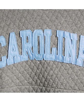 Women's Heathered Gray North Carolina Tar Heels Moose Applique Quilted Crewneck Sweatshirt