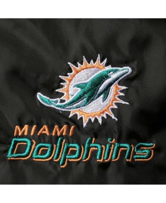 Men's Black Miami Dolphins Coaches Classic Raglan Full-Snap Windbreaker Jacket