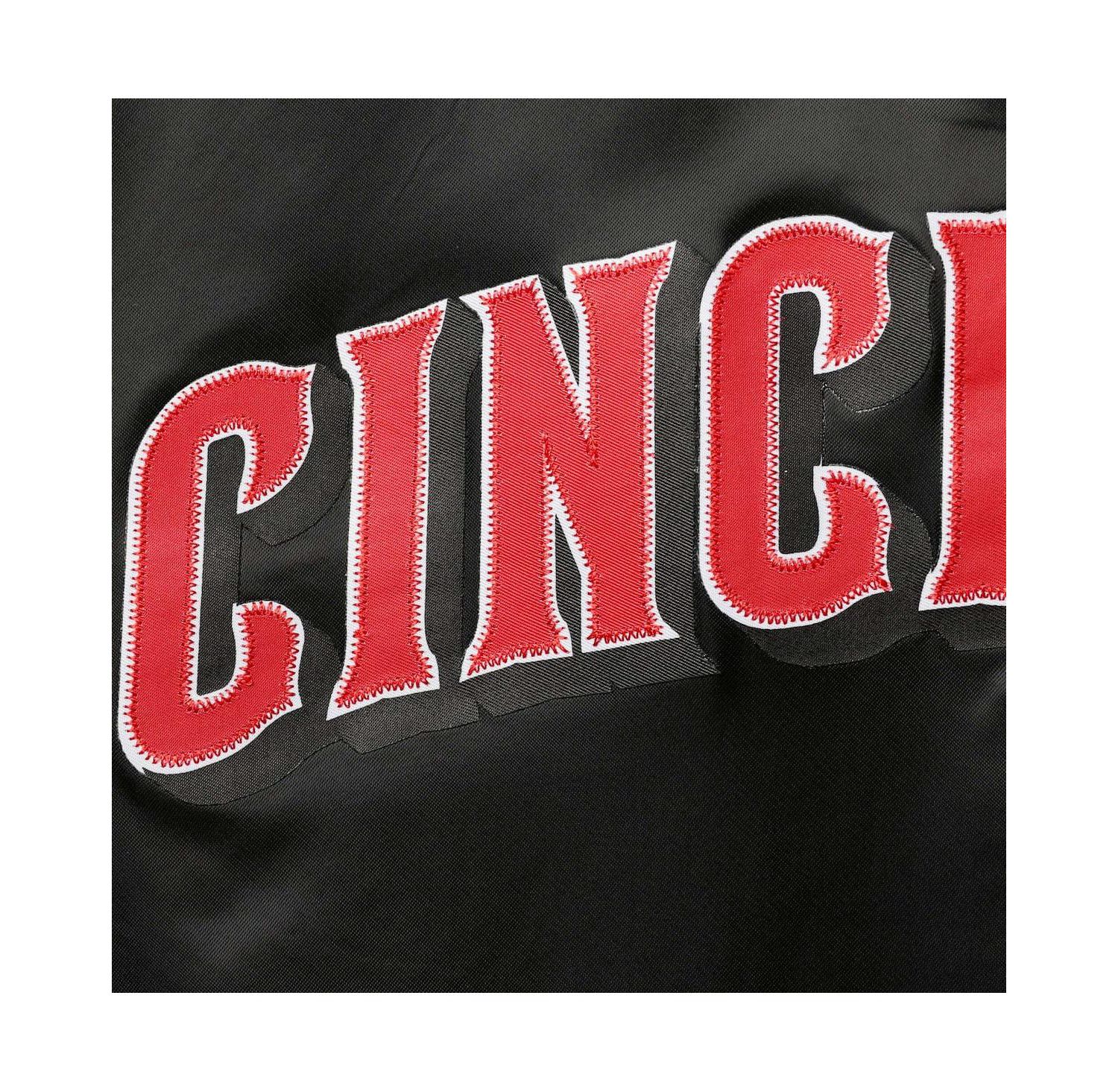 Men's Black Cincinnati Reds Wordmark Satin Full-Snap Jacket