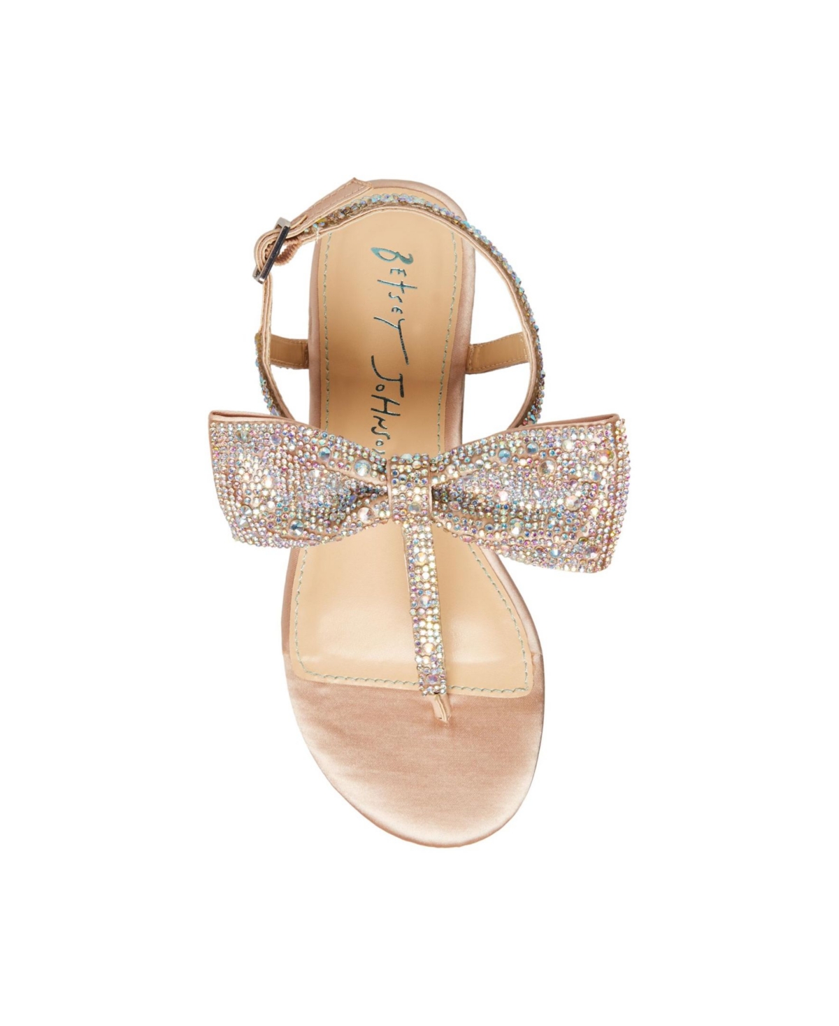 Betsey Johnson Little And Big Girls Sasha T-strap Sandals With Bow Detail In Champagne