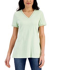 Women's Cotton Lace-Trimmed Top, Created for Macy's