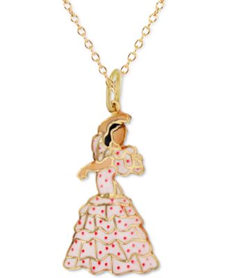 Macy's - Enamel Flamenco Dancer 18" Pendant Necklace in 14k Gold