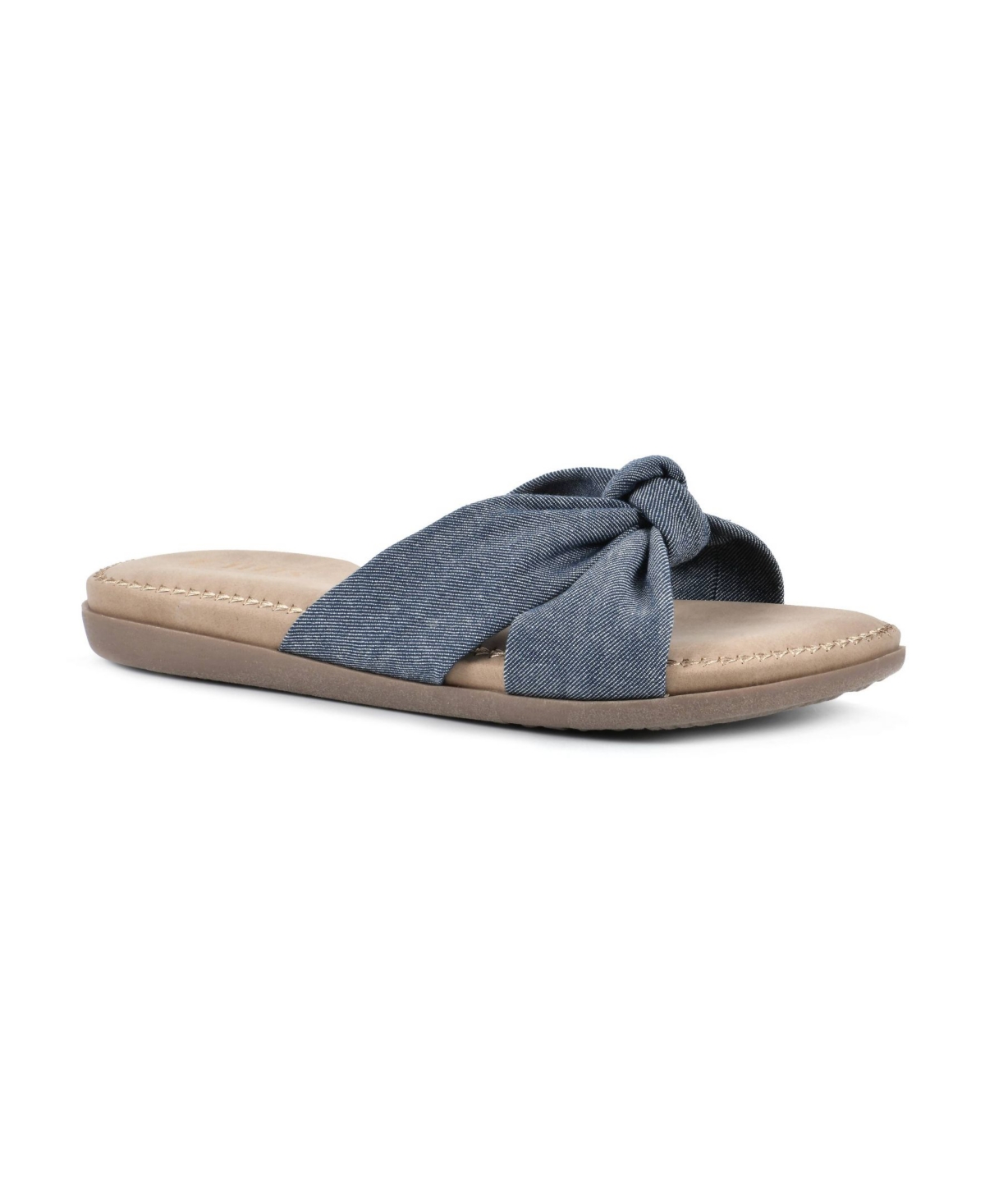 Cliffs By White Mountain Women's Fanciful Slide Comfort Sandal In Denim Blue/fabric