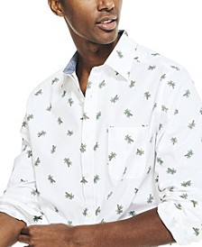 Men's Classic-Fit Button-Down Poplin Palm Print Shirt