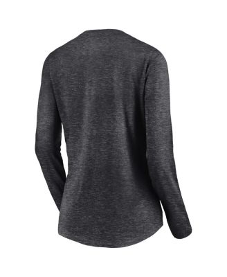 Women's Charcoal Los Angeles Rams 2021 NFC Champions Iconic Slant V-Neck Long Sleeve T-shirt