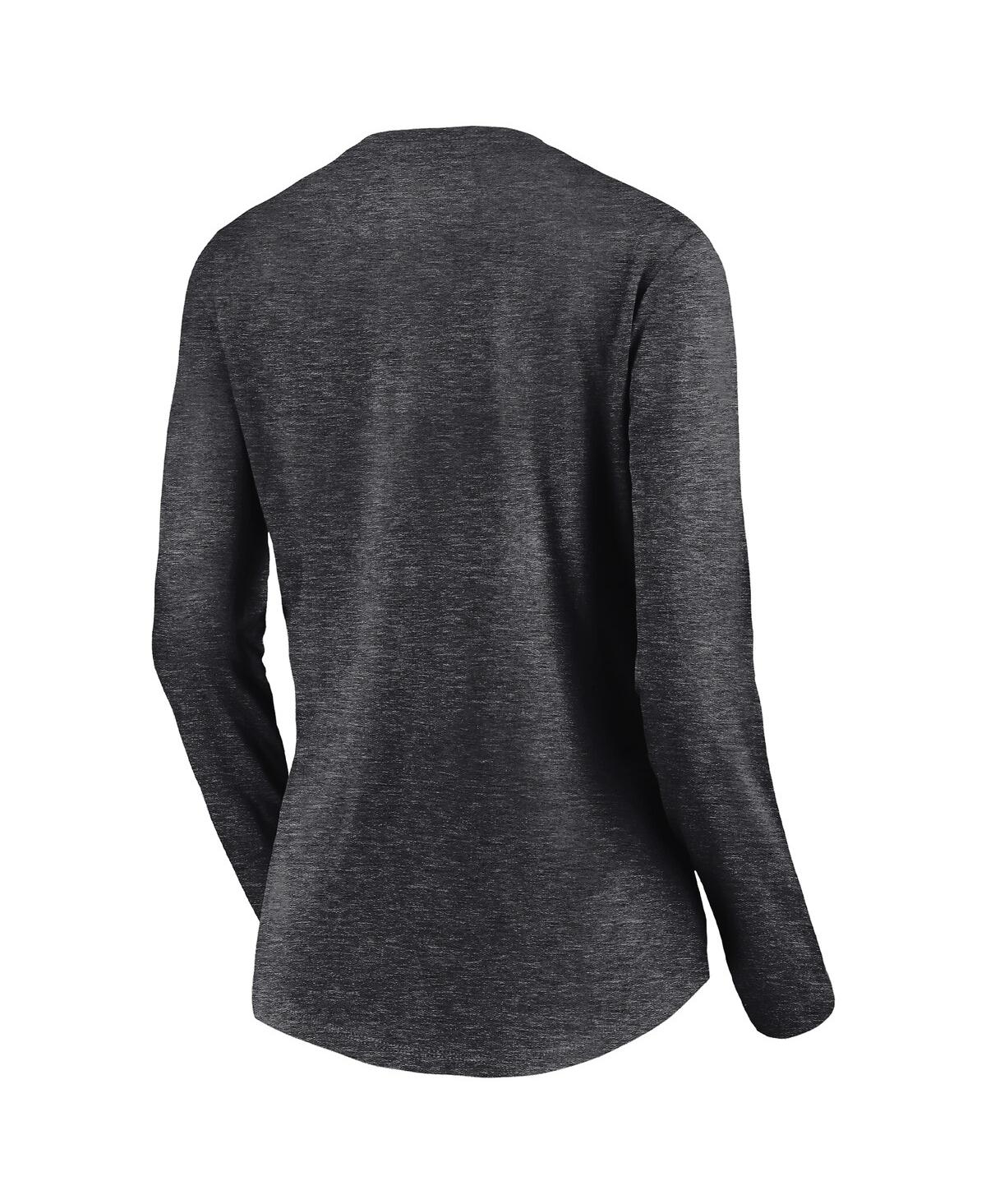 Women's Fanatics Charcoal Los Angeles Rams 2021 Nfc Champions Iconic Slant V-Neck Long Sleeve T-shirt