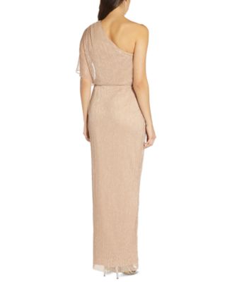 Adrianna Papell Metallic One-Shoulder Gown