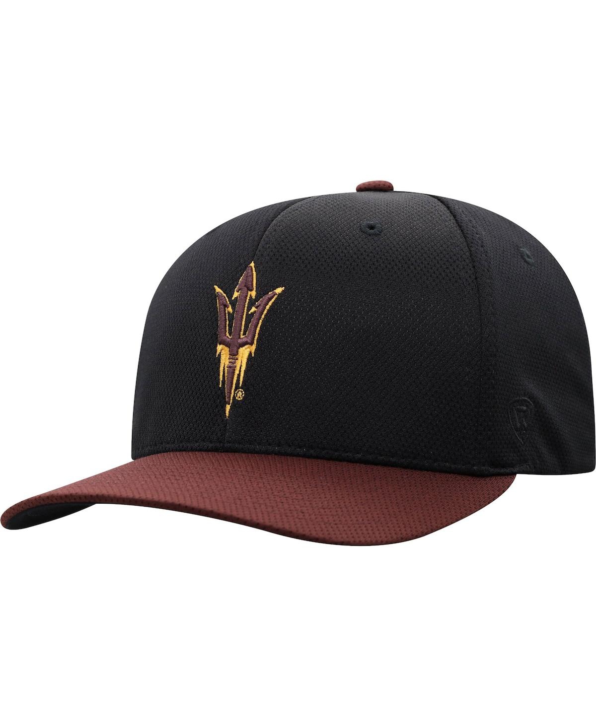 Shop Top Of The World Men's  Black, Maroon Arizona State Sun Devils Two-tone Reflex Hybrid Tech Flex Hat In Black,maroon