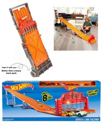 Mattel Hot Wheels Long Alley Race Track and Travel System Play Set, 12 Piece