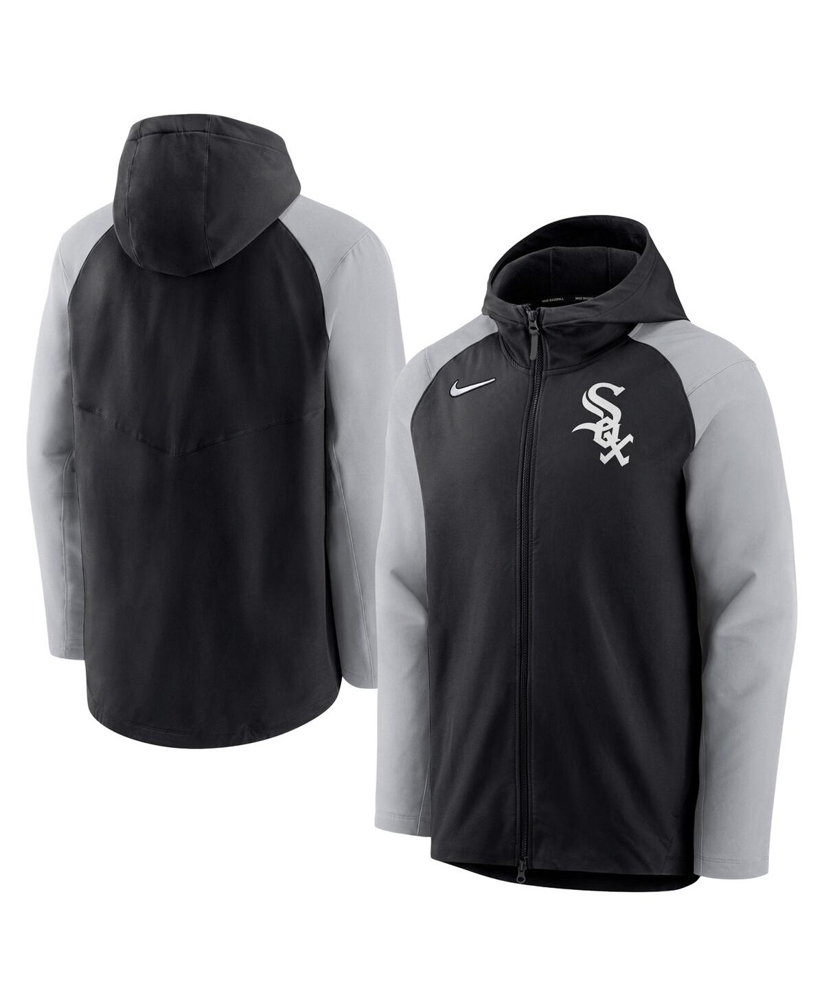 Nike Men's  Black And Gray Chicago White Sox Authentic Collection Full-zip Hoodie Performance Jacket In Black,gray