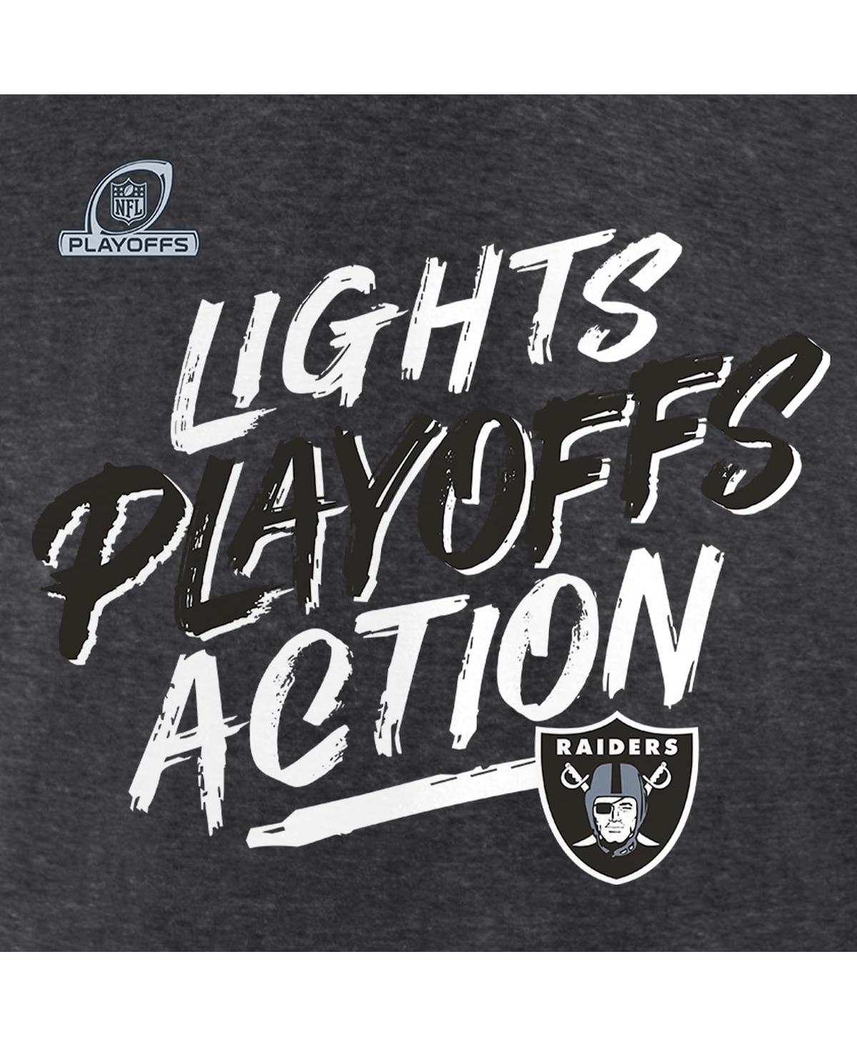 Men's FanaticsLas Vegas Raiders 2021 Nfl Playoffs Bound Lights Action T-shirt - Heathered Charcoal