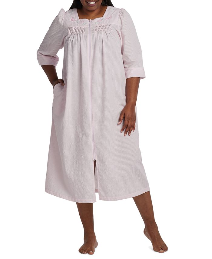 Seersucker Long Robe  Miss Elaine – Miss Elaine Store