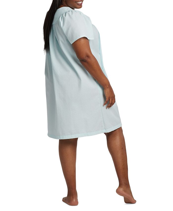 Miss Elaine Plus Size Snap-Front Short Seersucker Robe - Macy's