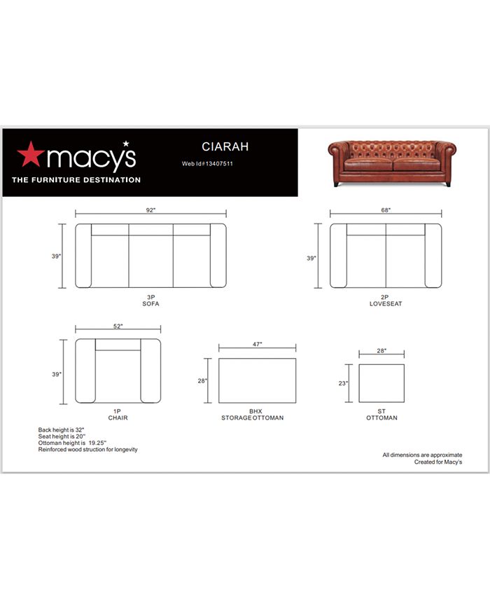 Macy's chesterfield clearance sofa