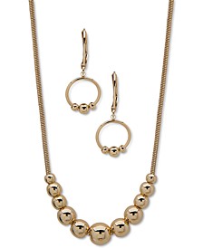 2-Pc. Set Have a Ball Drop Earrings & Frontal Necklace, 16" + 3" extender