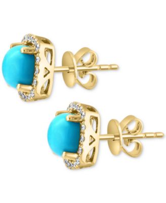 EFFY&reg; Turquoise & Diamond (1/5 ct. t.w.) Stud Earrings in 14k Gold